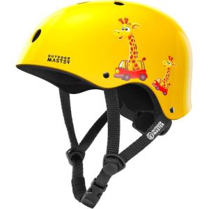 OutdoorMaster Youth & Kids Bike Helmet -Beetles Jr.Adjustable Multi-Sports Skateboard Helmet with Removable Liners for Balance Bike, Toddler Scooter(Giraffes Yellow)