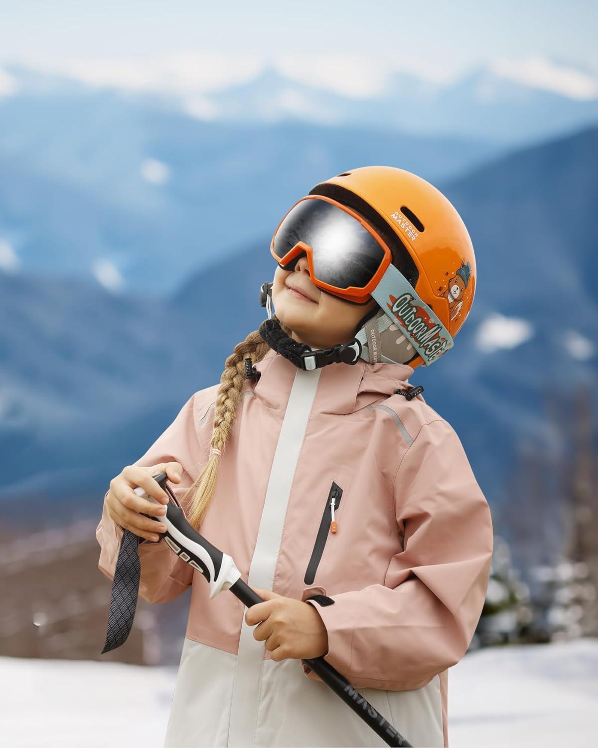 imageOutdoorMaster Kids Ski Helmet MIPS Snow Helmet for Boys Girls amp Youth with Durable PC Shell amp 12 VentsGlossy Dark Orange