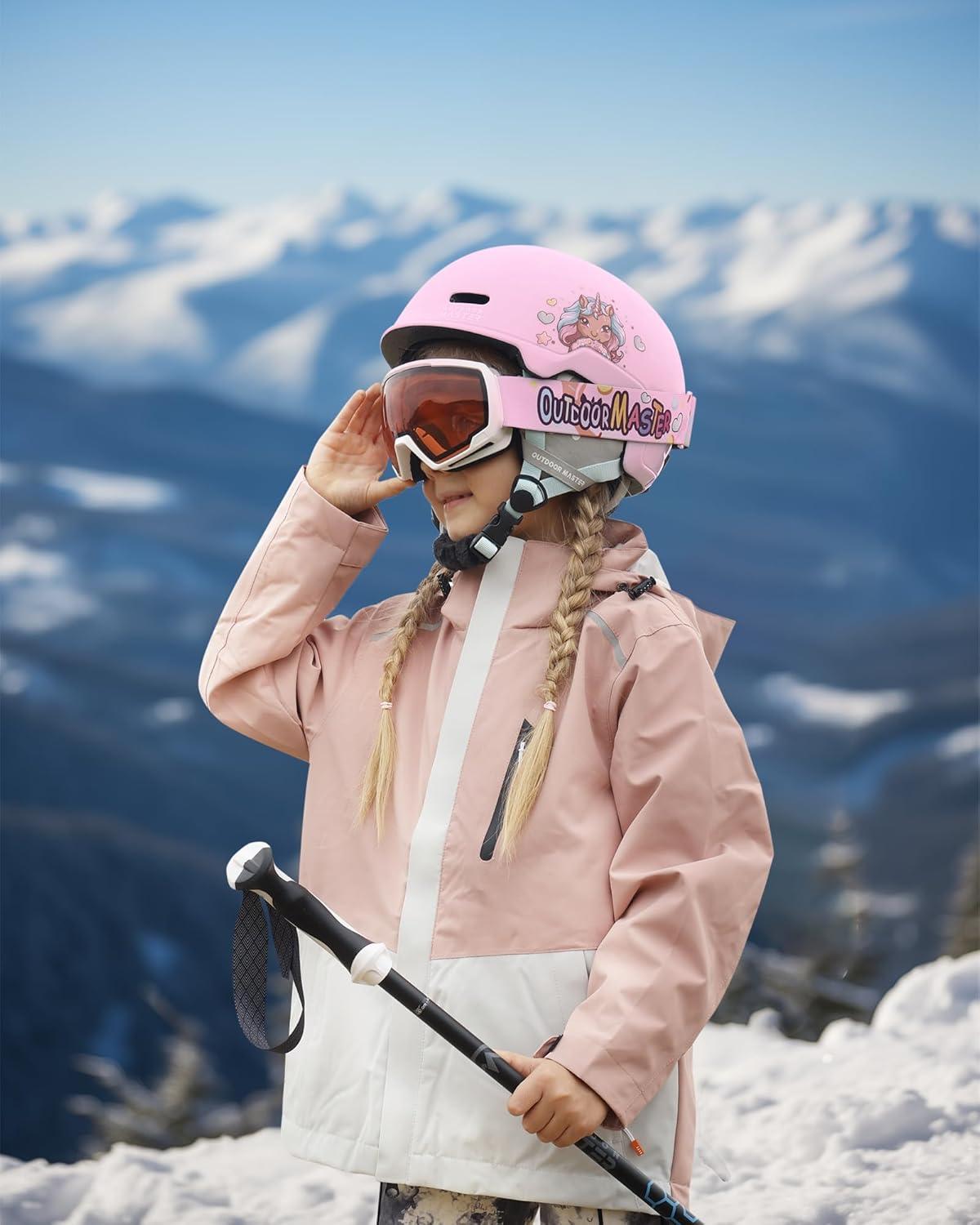 imageOutdoorMaster Kids Ski Helmet MIPS Snow Helmet for Boys Girls amp Youth with Durable PC Shell amp 12 VentsGlossy Pink