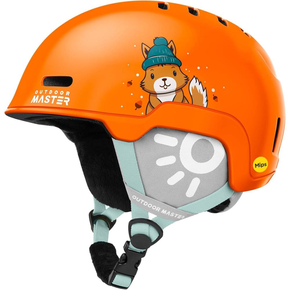 imageOutdoorMaster Kids Ski Helmet  MIPS Snow Helmet for Boys Girls amp Youth with Durable PC Shell amp 12 VentsGlossy Dark Orange