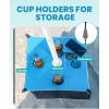 OutdoorMaster Beach Umbrellas for Sand with Sandbag & Anchor, 7.2ft Adjustable Umbrella for Beach Heavy Duty Wind, Portable UPF50+ Sunshade with Carry Bag for Patio(Turquoise Striped Cup Holder)