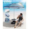 OutdoorMaster Beach Umbrellas for Sand with Sandbag & Anchor, 7.2ft Adjustable Umbrella for Beach Heavy Duty Wind, Portable UPF50+ Sunshade with Carry Bag for Patio(Blue Red Striped Cup Holder)