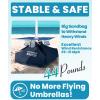 OutdoorMaster Beach Umbrellas for Sand with Sandbag & Anchor, 7.2ft Adjustable Umbrella for Beach Heavy Duty Wind, Portable UPF50+ Sunshade with Carry Bag for Patio(Dark Blue Striped Cup Holder)