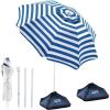 OutdoorMaster Beach Umbrellas for Sand with Sandbag & Anchor, 7.2ft Adjustable Umbrella for Beach Heavy Duty Wind, Portable UPF50+ Sunshade with Carry Bag for Patio(A-Gray Striped Dual- Fold)