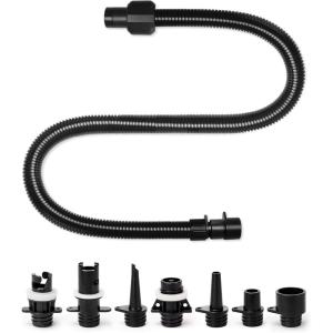 OutdoorMaster Inflatable Boat Sup Pump Adapter & Air Hose Kit, Electric Paddle Board Pump Sup Air Pump Accessories with 7 Air Valve Nozzles for Inflatable Stand Up Paddle Board/Boat/Tent/Pool