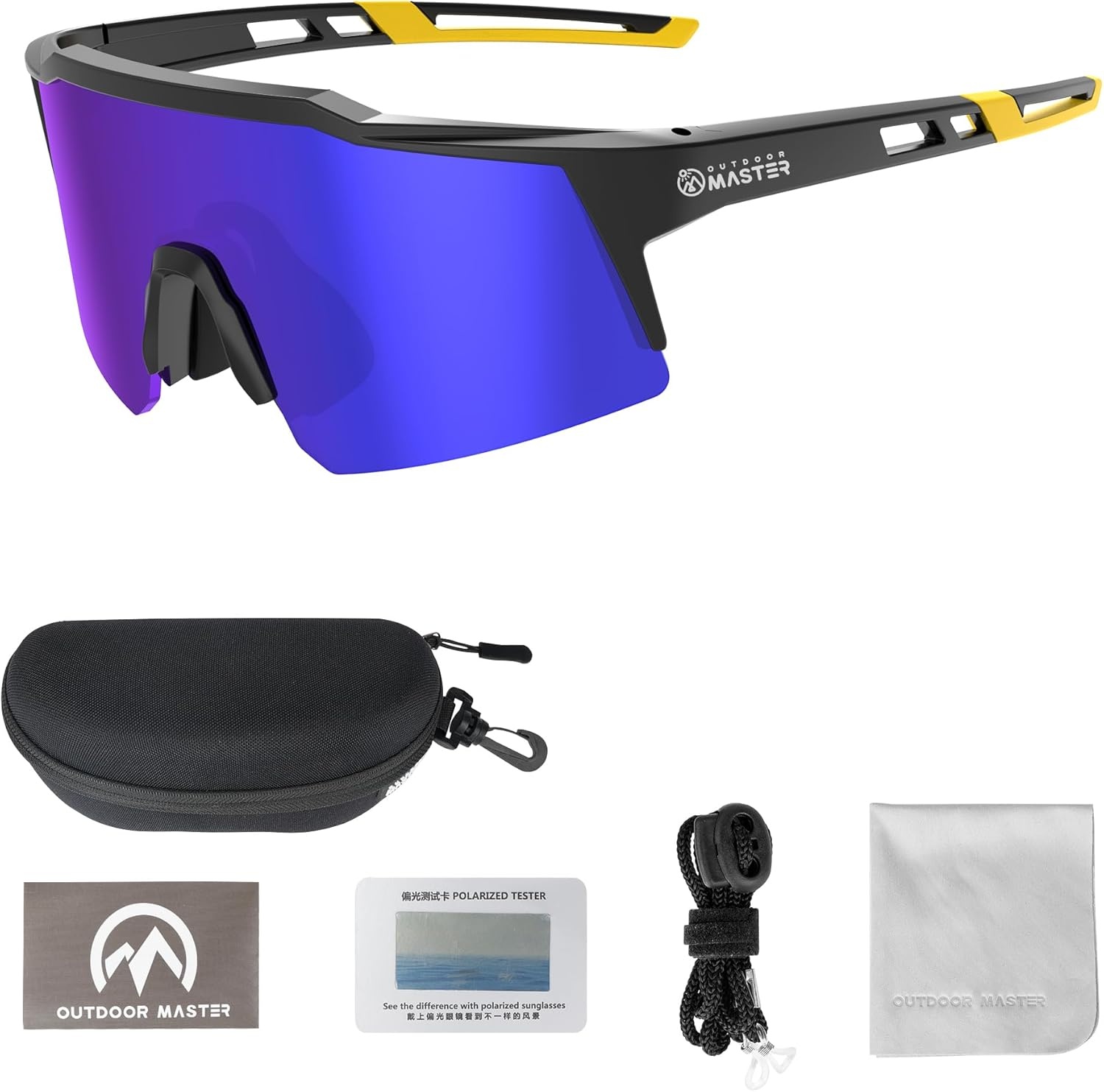 image:imageOutdoorMaster Hawk Kids Polarized Sunglasses Kids Baseball Sunglasses with UV Protection for Girls amp Boys 614Black Frame Revo Blue