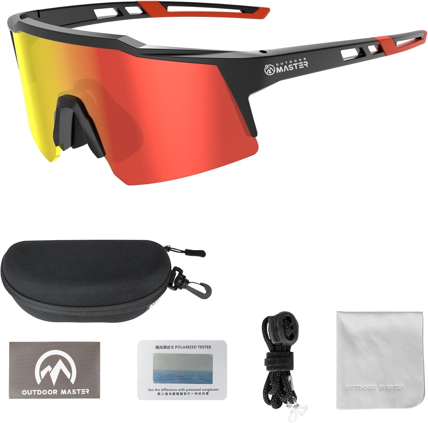 image:imageOutdoorMaster Hawk Kids Polarized Sunglasses Kids Baseball Sunglasses with UV Protection for Girls amp Boys 614Black Frame Revo Red
