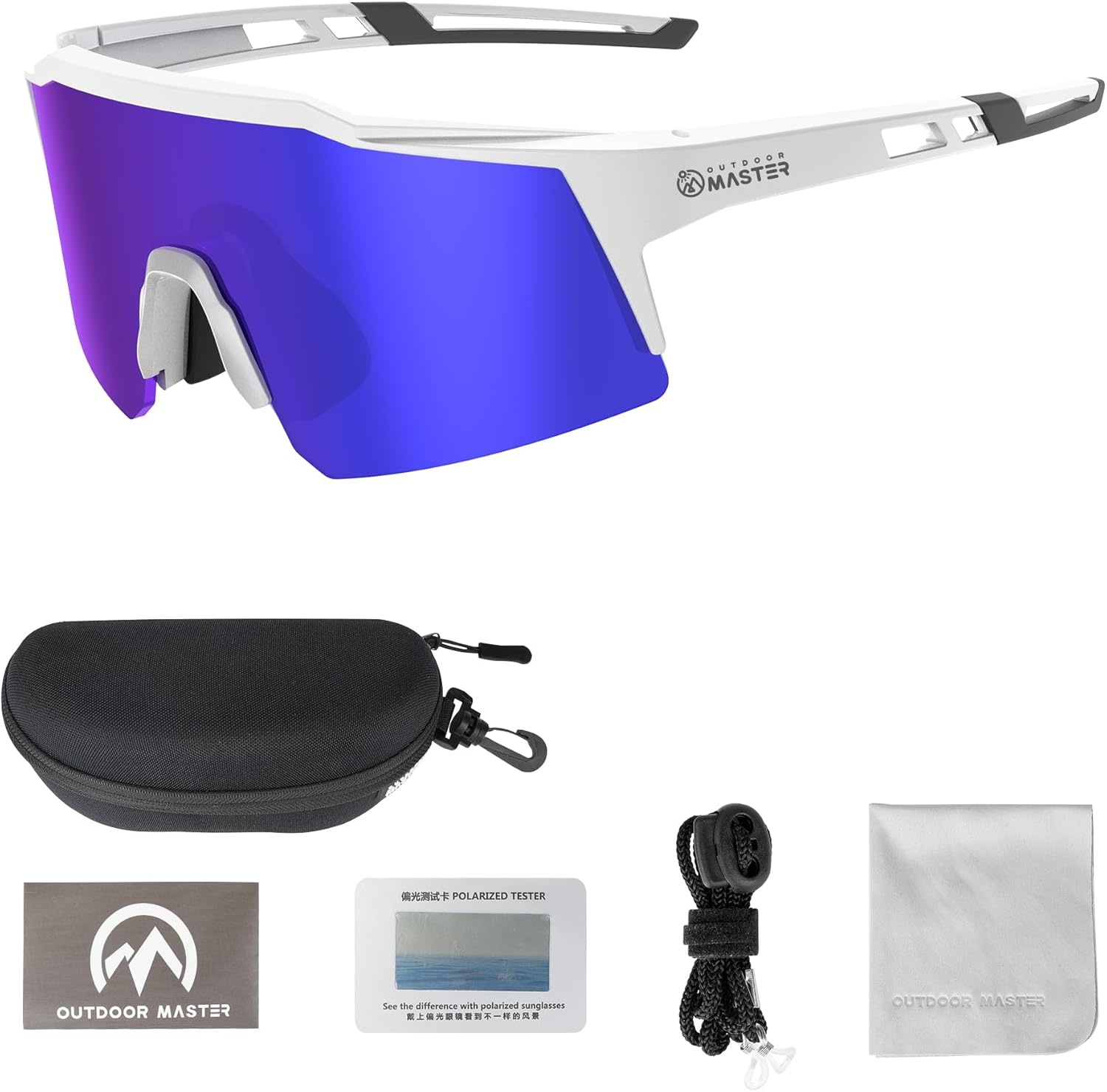 image:imageOutdoorMaster Hawk Kids Polarized Sunglasses Kids Baseball Sunglasses with UV Protection for Girls amp Boys 614White Frame Revo Blue