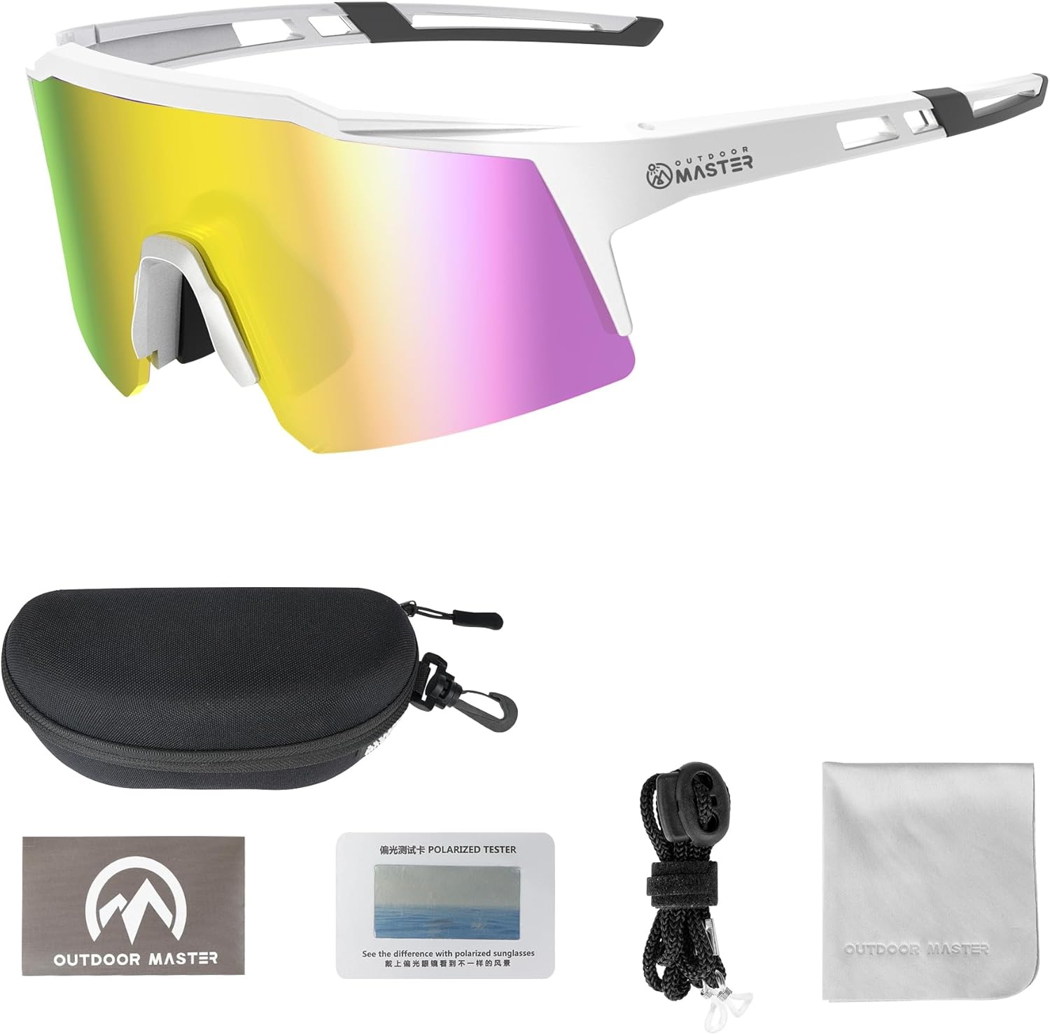 image:imageOutdoorMaster Hawk Kids Polarized Sunglasses Kids Baseball Sunglasses with UV Protection for Girls amp Boys 614White Frame Revo Pink