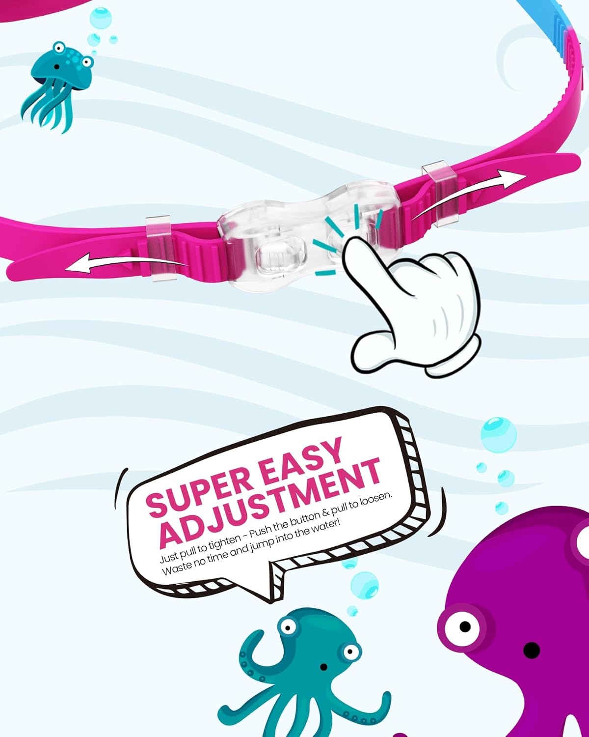image:imageOutdoorMaster Kids Swim Goggles 2 Pack Quick Adjustable Strap Swimming Goggles for KidsSilver Pink