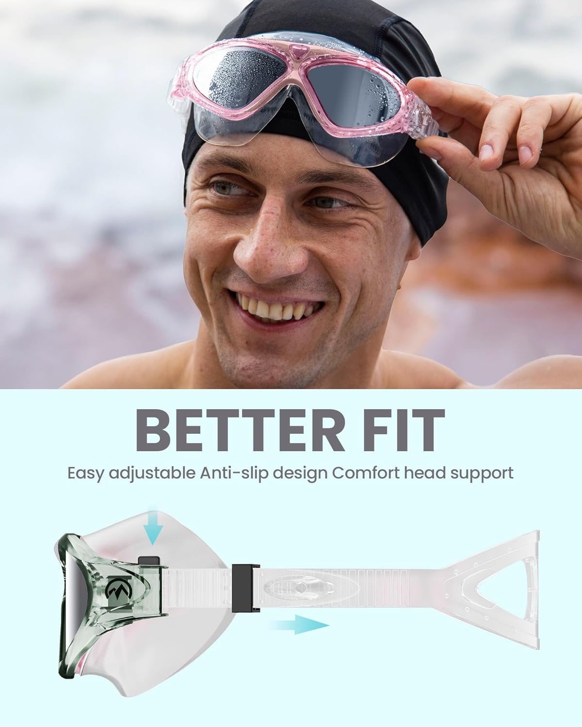 image:imageOutdoorMaster Swim Mask Wide View Swimming Mask amp Goggles Antifog WaterproofAsilver Mirror
