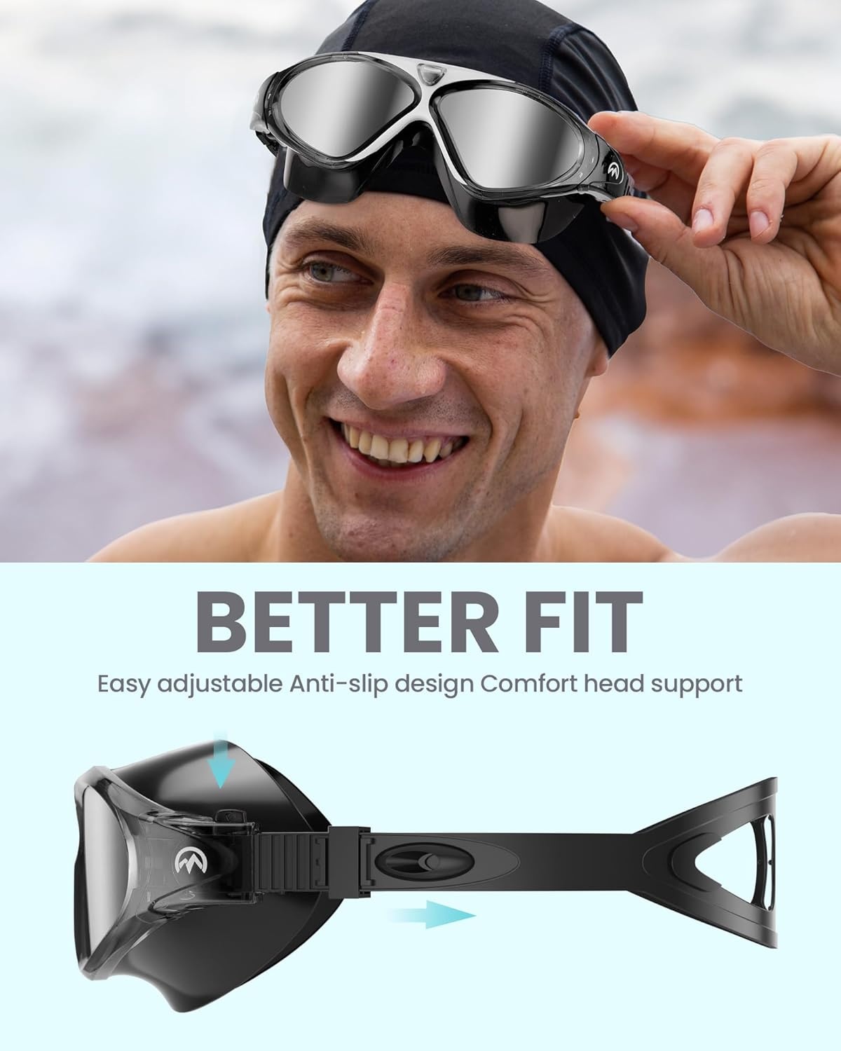 image:imageOutdoorMaster Swim Mask Wide View Swimming Mask amp Goggles Antifog WaterproofBsilver