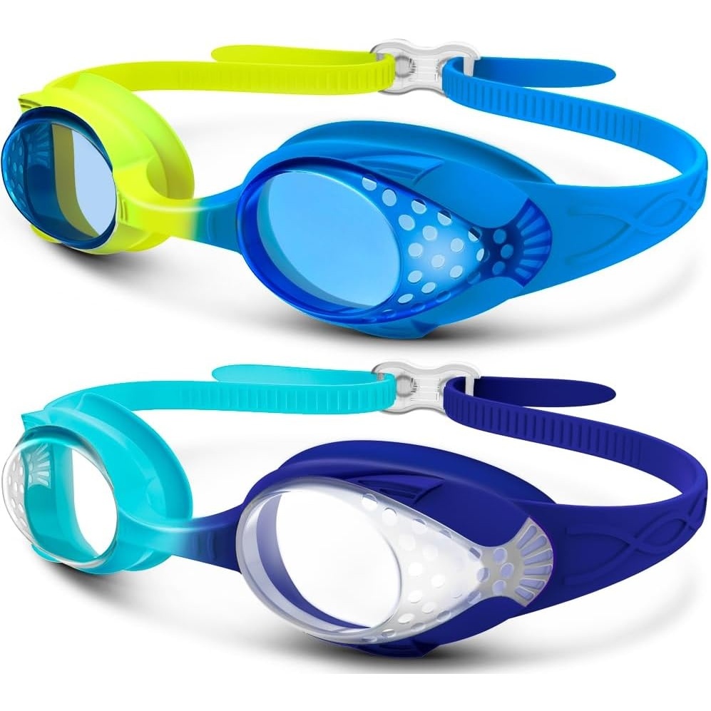 image:imageOutdoorMaster Kids Swim Goggles 2 Pack Quick Adjustable Strap Swimming Goggles for KidsAyellow Blue