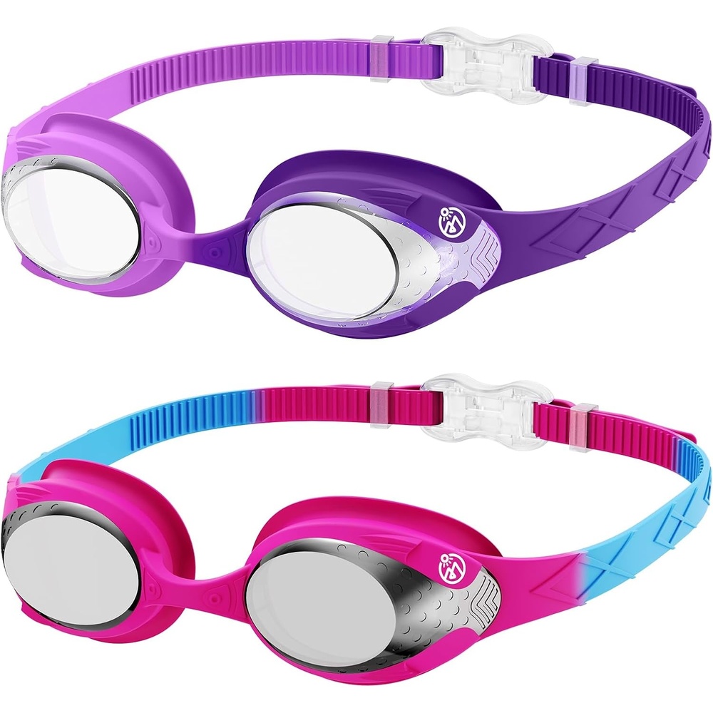image:imageOutdoorMaster Kids Swim Goggles 2 Pack Quick Adjustable Strap Swimming Goggles for KidsSilver Pink