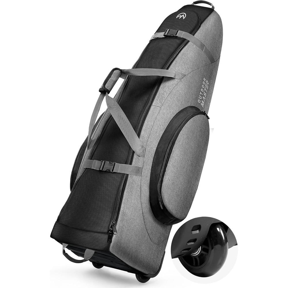 image:imageOutdoorMaster Padded Golf Travel Bag with Reinforced Wheels 900D Heavy Duty Oxford WearResistant and Waterproof Golf Travel Case SoftSided Golf Club Bag Shoes and Accessories CompartmentBlack Gray