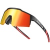 OutdoorMaster Hawk Kids Polarized Sunglasses, Kids Baseball Sunglasses with UV Protection for Girls & Boys 6-14(Black Frame Revo Red)