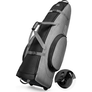 OutdoorMaster Padded Golf Travel Bag with Reinforced Wheels, 900D Heavy Duty Oxford Wear-Resistant and Waterproof Golf Travel Case, Soft-Sided Golf Club Bag, Shoes and Accessories Compartment(Black + Gray)