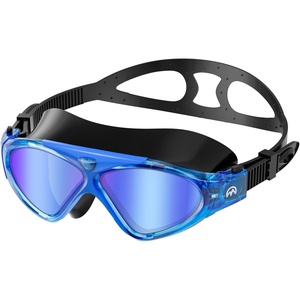 OutdoorMaster Swim Mask – Wide View Swimming Mask & Goggles Anti-fog Waterproof(Bb-blue Mirror)