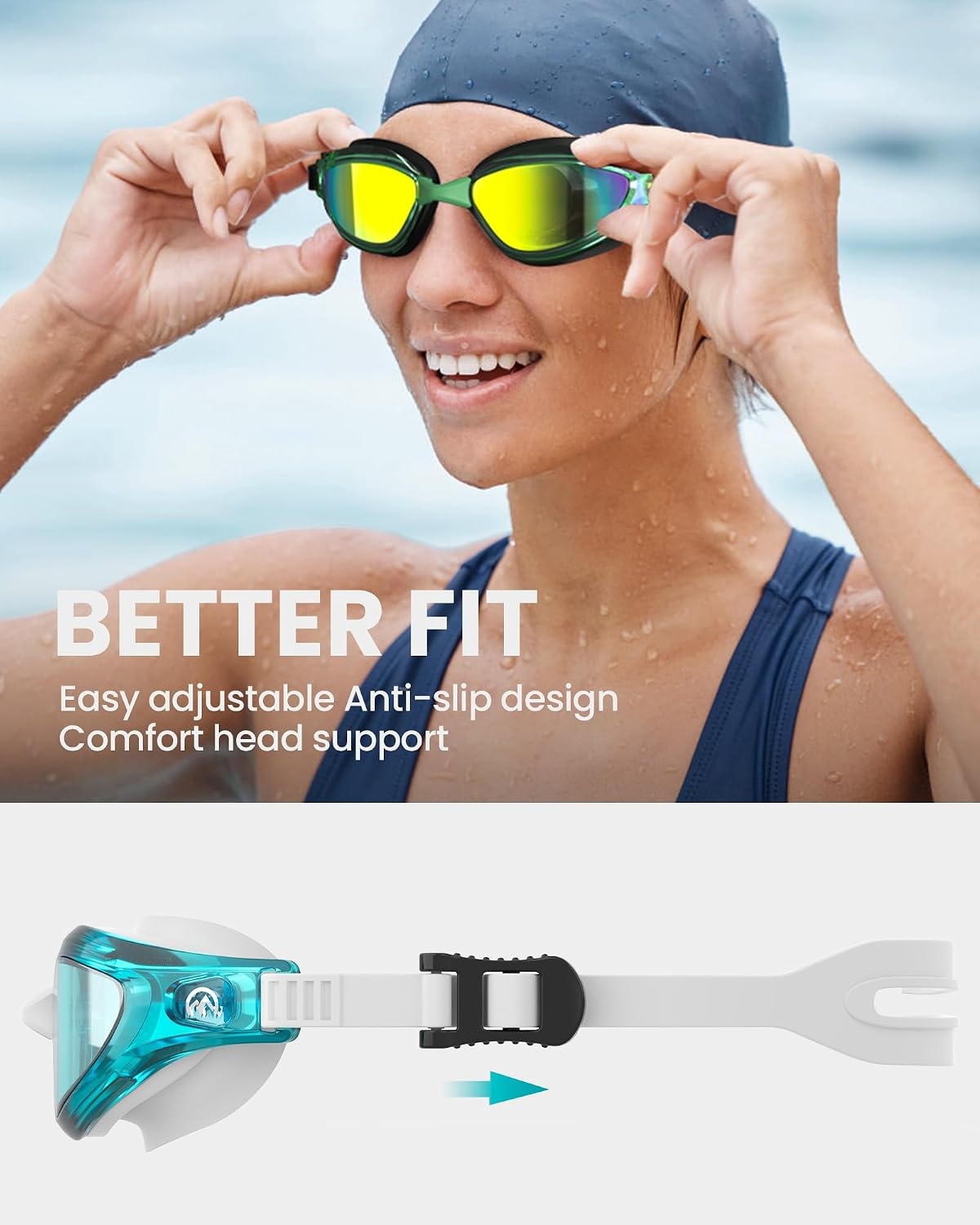 image:imageOutdoorMaster Goby Swim Goggles Antifog Swimming Goggles No Leaking UV Protetion Adults Men Women YouthLight Blue