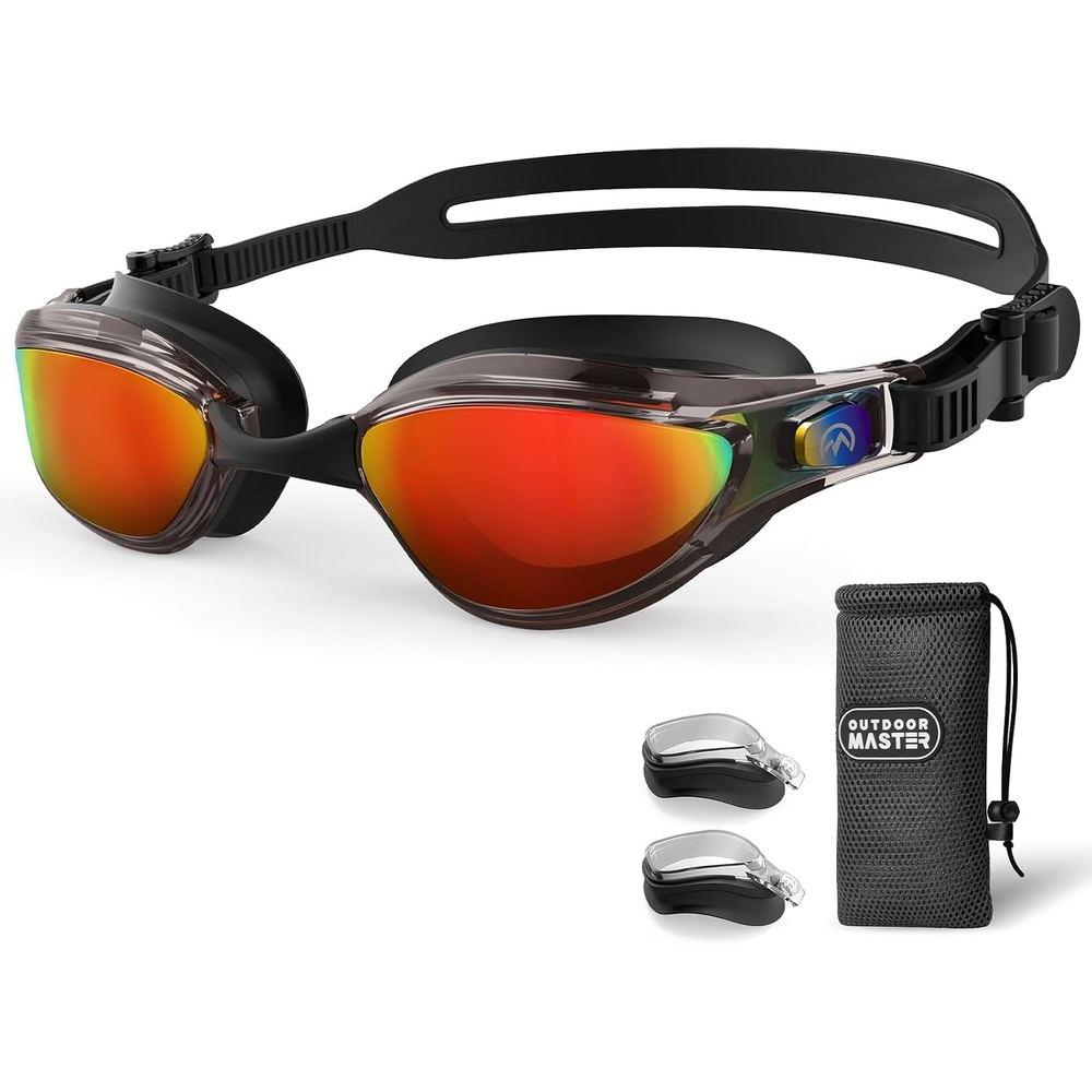 image:imageOutdoorMaster Goby Swim Goggles Antifog Swimming Goggles No Leaking UV Protetion Adults Men Women YouthMirrored Red