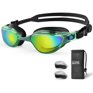 OutdoorMaster Goby Swim Goggles, Anti-fog Swimming Goggles No Leaking UV Protetion Adults Men Women Youth(Mirrored Green)