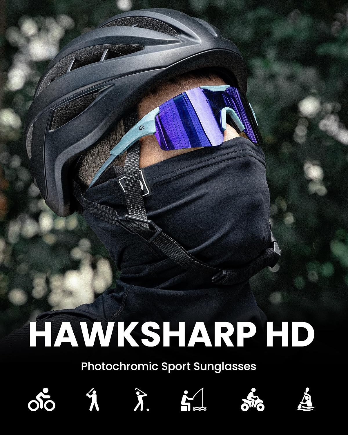 image:imageOutdoorMaster Hawk III Polarized Sports Sunglasses for Men Women UV400 Protection TR90 Frame Cycling SunglassesGreenframe Bluelens Cat3