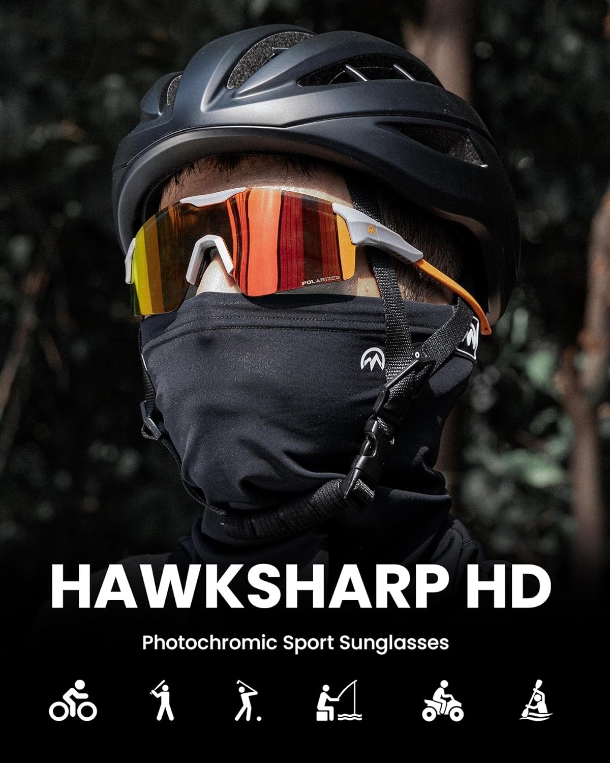 image:imageOutdoorMaster Hawk III Polarized Sports Sunglasses for Men Women UV400 Protection TR90 Frame Cycling SunglassesGreyframe Orangelens Cat3