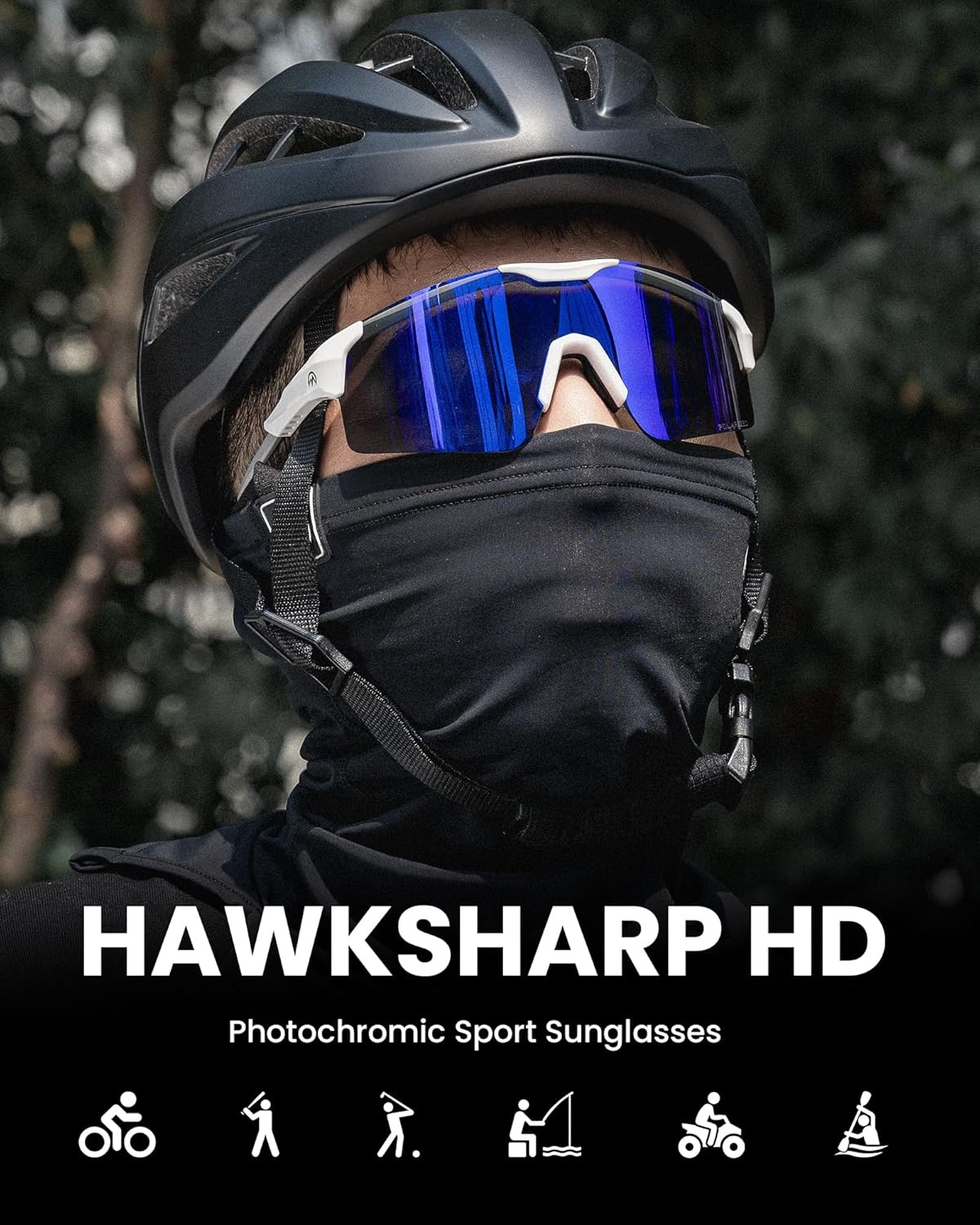 image:imageOutdoorMaster Hawk III Polarized Sports Sunglasses for Men Women UV400 Protection TR90 Frame Cycling SunglassesWhiteframe Bluelens Cat3