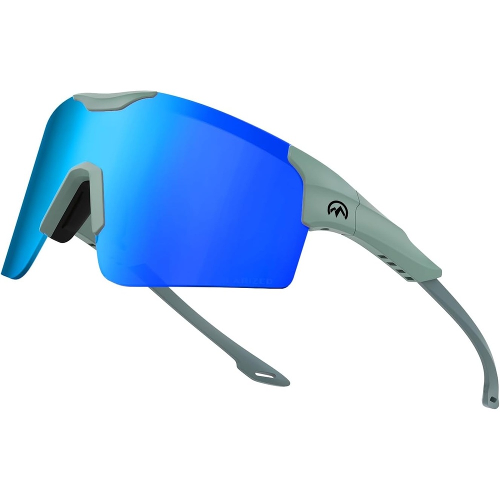 image:imageOutdoorMaster Hawk III Polarized Sports Sunglasses for Men Women UV400 Protection TR90 Frame Cycling SunglassesGreenframe Bluelens Cat3