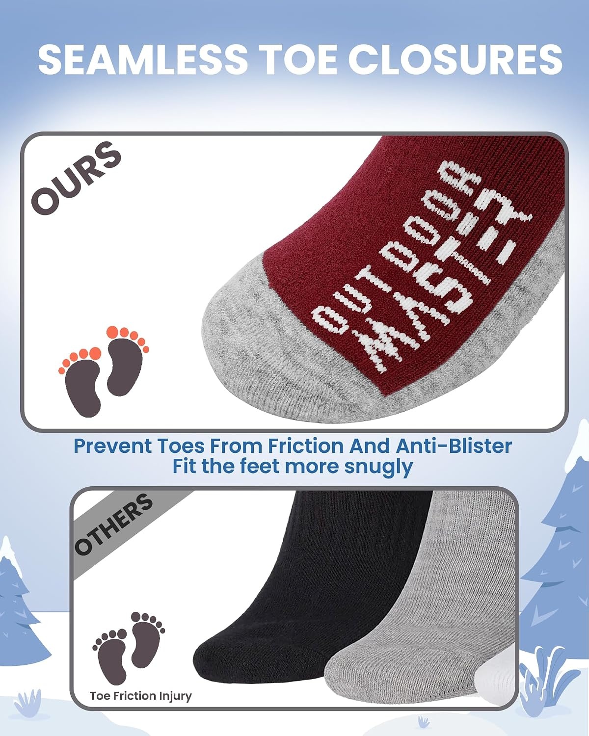 image:imageOutdoorMaster Merino Wool Ski Socks for Kids Boys amp Girls Thermal Winter Warm Snowboarding Socks for Cold WeatherChristmas 2 Pack