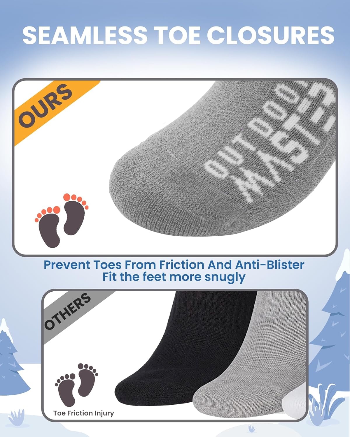 image:imageOutdoorMaster Merino Wool Ski Socks for Kids Boys amp Girls Thermal Winter Warm Snowboarding Socks for Cold WeatherDust Gray 2 Pack