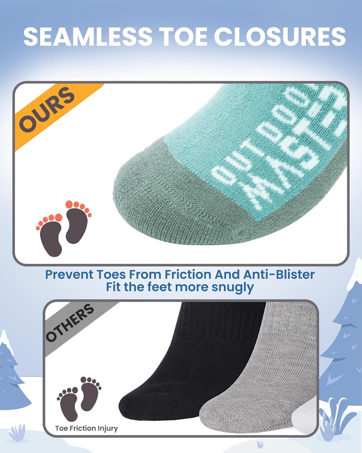 image:imageOutdoorMaster Merino Wool Ski Socks for Kids Boys amp Girls Thermal Winter Warm Snowboarding Socks for Cold WeatherDust Gray Blue Mountains Woodland Green