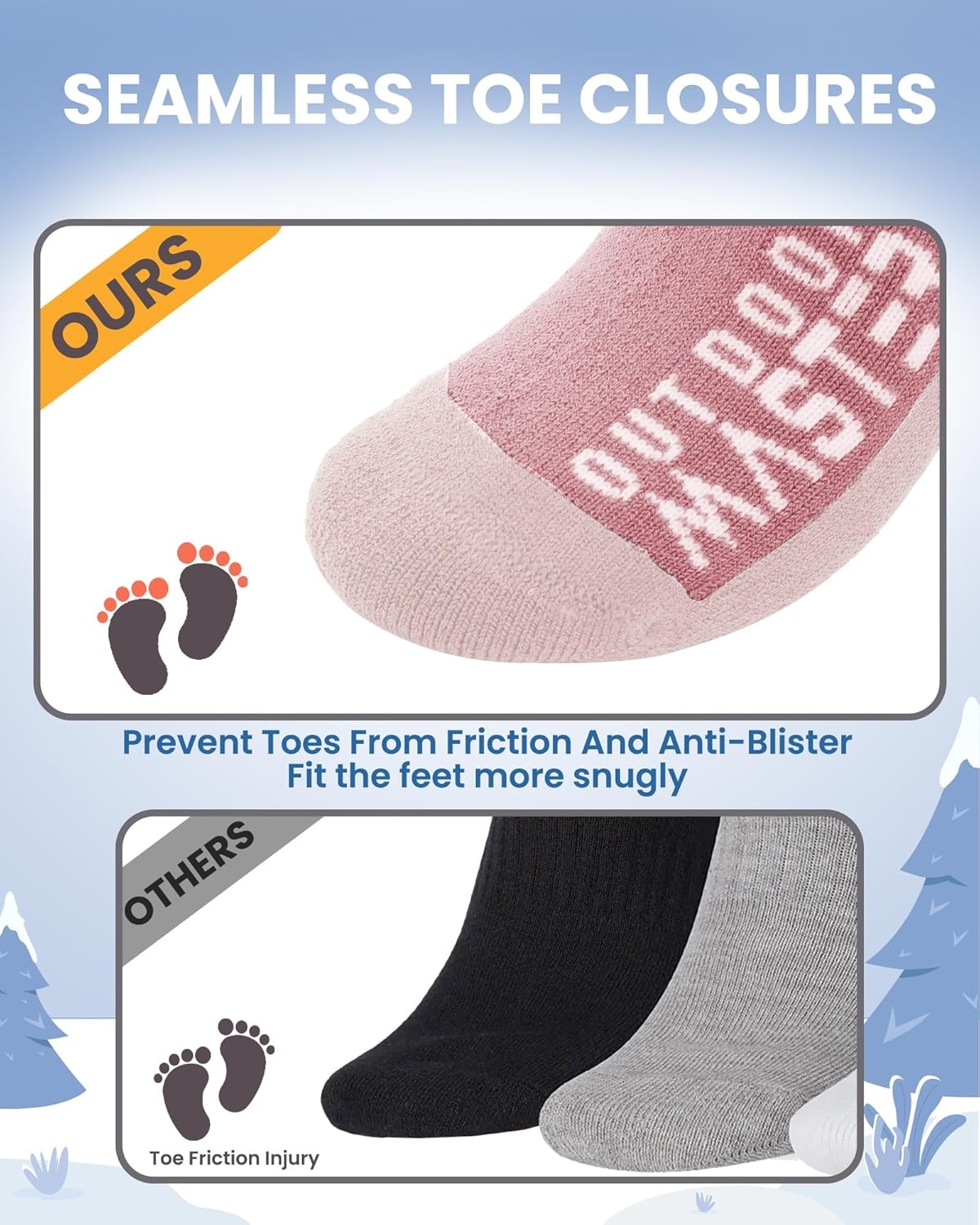 image:imageOutdoorMaster Merino Wool Ski Socks for Kids Boys amp Girls Thermal Winter Warm Snowboarding Socks for Cold WeatherMt View 2 Pack