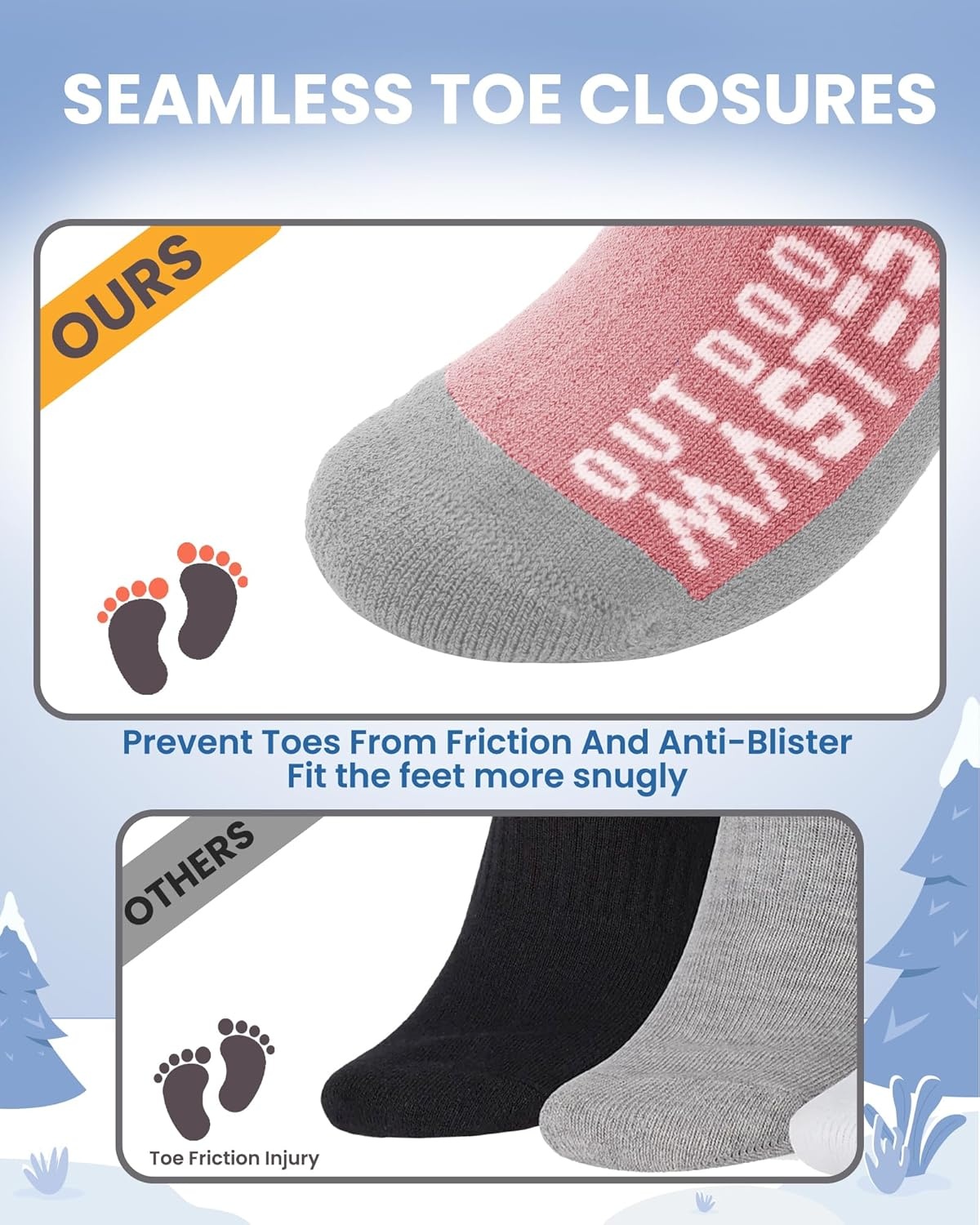 image:imageOutdoorMaster Merino Wool Ski Socks for Kids Boys amp Girls Thermal Winter Warm Snowboarding Socks for Cold WeatherPink Gray