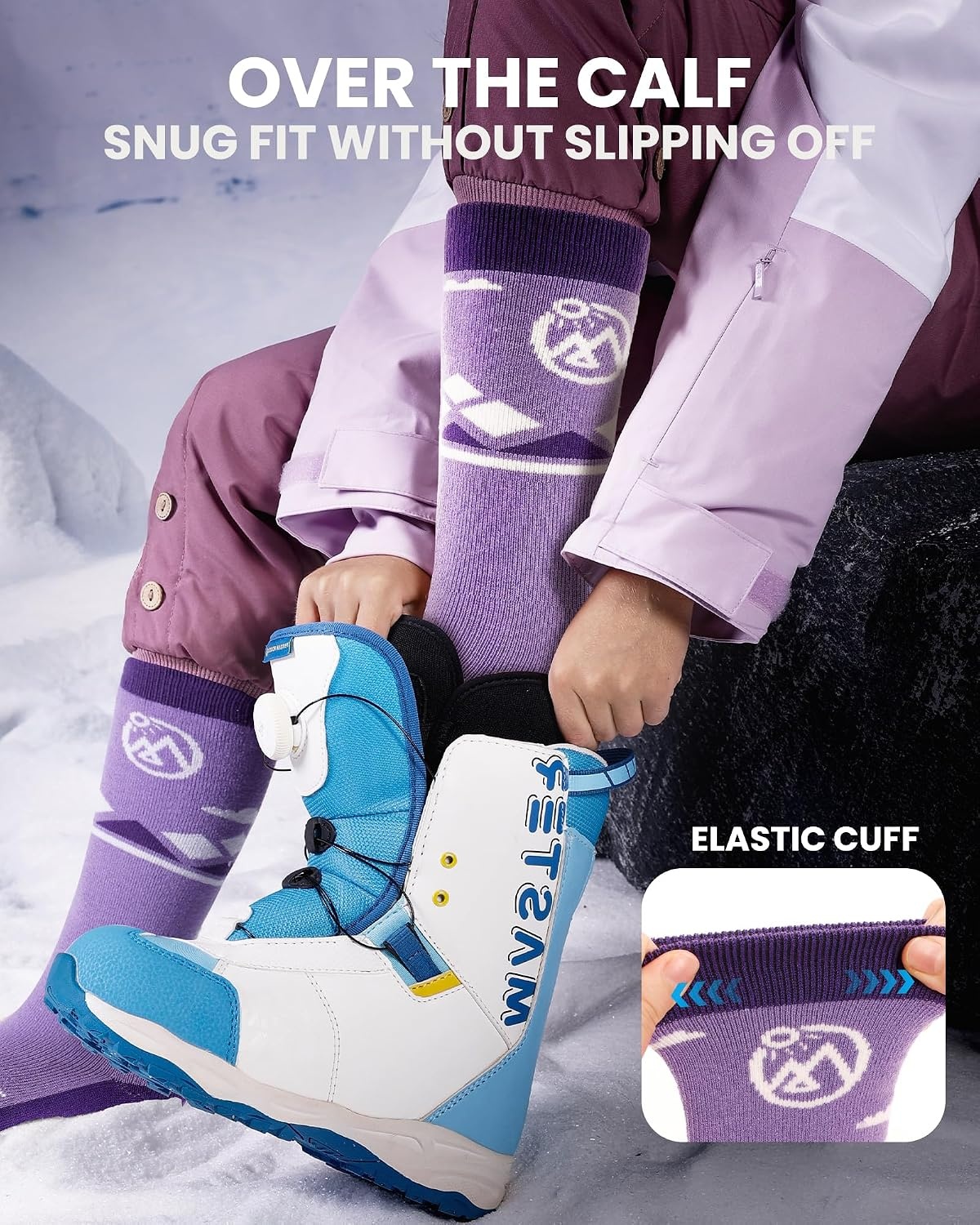 image:imageOutdoorMaster Merino Wool Ski Socks for Kids Boys amp Girls Thermal Winter Warm Snowboarding Socks for Cold WeatherZ Peach Pink
