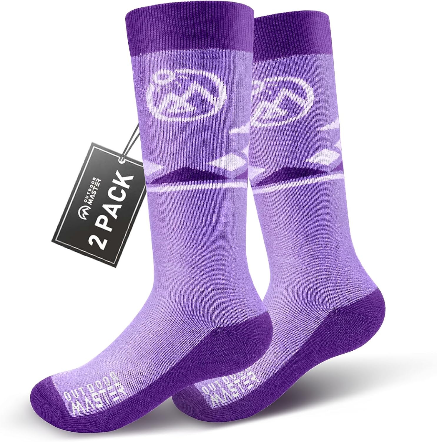 image:imageOutdoorMaster Merino Wool Ski Socks for Kids Boys amp Girls Thermal Winter Warm Snowboarding Socks for Cold WeatherZ Purple