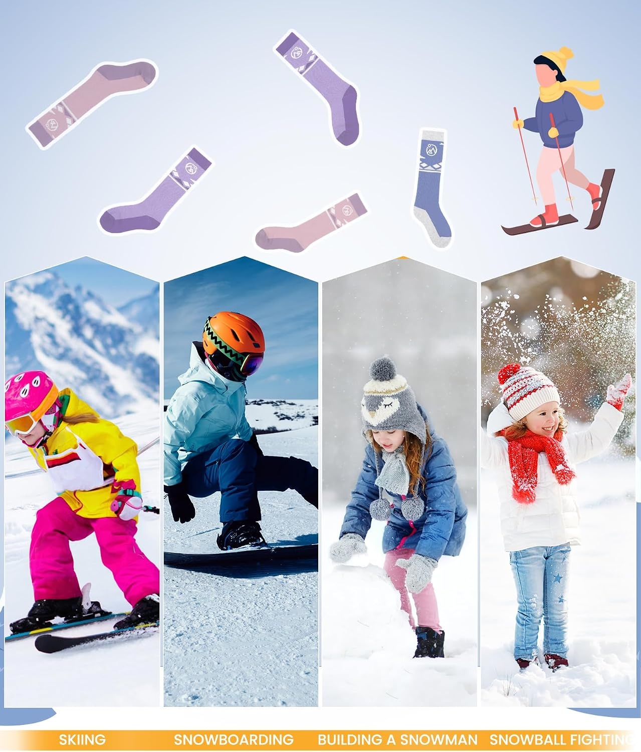 image:imageOutdoorMaster Merino Wool Ski Socks for Kids Boys amp Girls Thermal Winter Warm Snowboarding Socks for Cold WeatherZ Purple