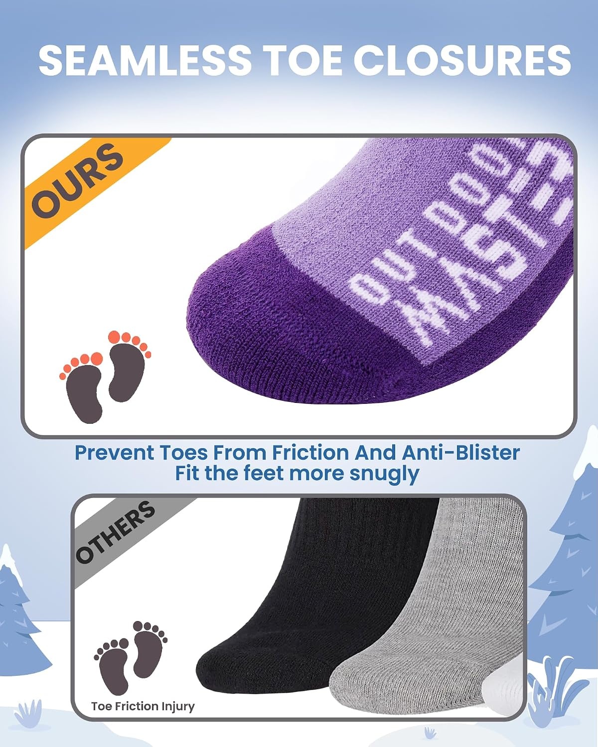 image:imageOutdoorMaster Merino Wool Ski Socks for Kids Boys amp Girls Thermal Winter Warm Snowboarding Socks for Cold WeatherZ Purple