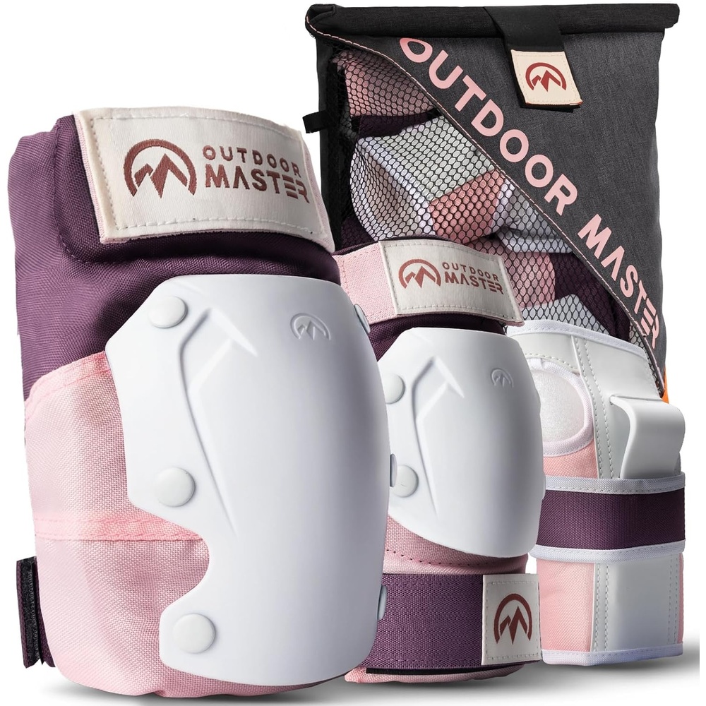 image:imageOutdoorMaster Knee Pads for Skating Knee and Elbow Pads for Adult ampYouth Skateboard Protective Gear with Wrist Guards 3 in 1 Saver Series for SkatePink