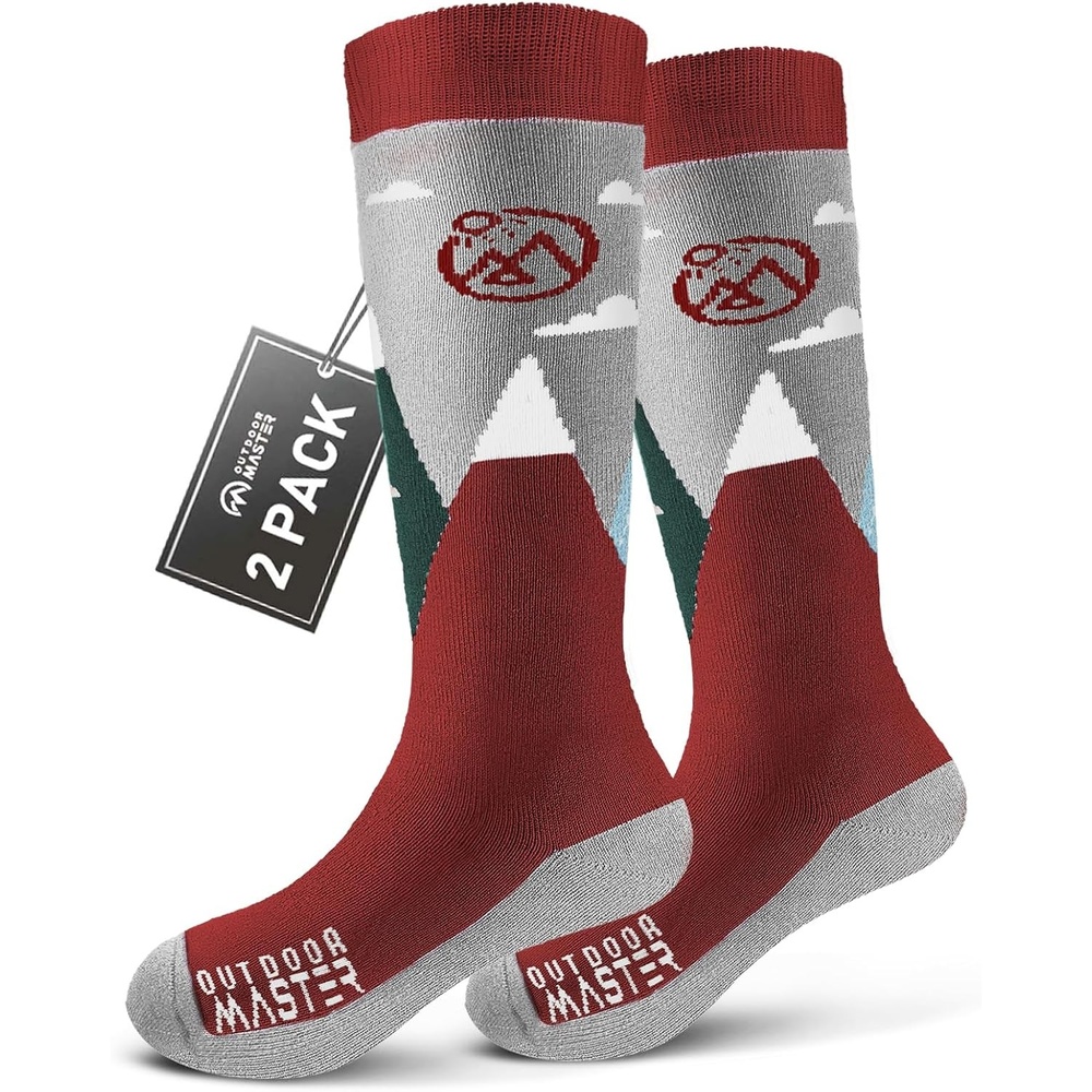image:imageOutdoorMaster Merino Wool Ski Socks for Kids Boys amp Girls Thermal Winter Warm Snowboarding Socks for Cold WeatherChristmas 2 Pack