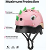 OutdoorMaster Kids Bike Helmet – Protective, Adjustable, Lightweight, Comfortable – Multi-Sport for Boys and Girls, 2 Sizes(Dinosaur Pink)