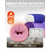 OutdoorMaster Merino Wool Ski Socks for Kids, Boys & Girls, Thermal Winter Warm Snowboarding Socks for Cold Weather(Z -Peach Pink)