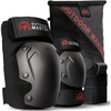 OutdoorMaster Knee Pads for Skating Knee and Elbow Pads for Adult &Youth – Skateboard Protective Gear with Wrist Guards 3 in 1 Saver Series for Skate(Black)