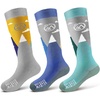 OutdoorMaster Merino Wool Ski Socks for Kids, Boys & Girls, Thermal Winter Warm Snowboarding Socks for Cold Weather(Dust Gray  Blue Mountains  Woodland Green)