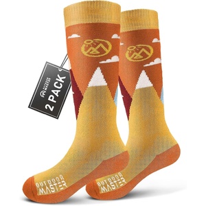 OutdoorMaster Merino Wool Ski Socks for Kids, Boys & Girls, Thermal Winter Warm Snowboarding Socks for Cold Weather(Carrot Orange – 2 Pack)