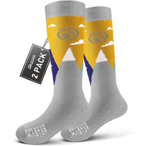 OutdoorMaster Merino Wool Ski Socks for Kids, Boys & Girls, Thermal Winter Warm Snowboarding Socks for Cold Weather(Dust Gray – 2 Pack)