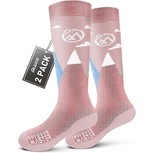 OutdoorMaster Merino Wool Ski Socks for Kids, Boys & Girls, Thermal Winter Warm Snowboarding Socks for Cold Weather(Mt View – 2 Pack)