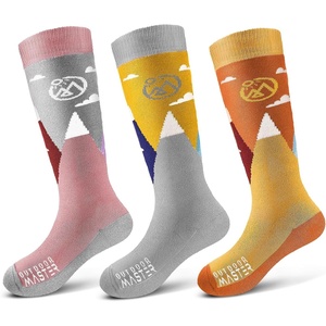 OutdoorMaster Merino Wool Ski Socks for Kids, Boys & Girls, Thermal Winter Warm Snowboarding Socks for Cold Weather(Mt View  Dust Gray  Carrot Orange)