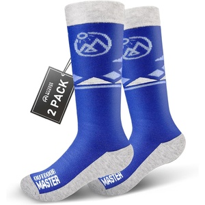 OutdoorMaster Merino Wool Ski Socks for Kids, Boys & Girls, Thermal Winter Warm Snowboarding Socks for Cold Weather(Z -Blue Grey)