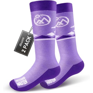 OutdoorMaster Merino Wool Ski Socks for Kids, Boys & Girls, Thermal Winter Warm Snowboarding Socks for Cold Weather(Z -Purple)